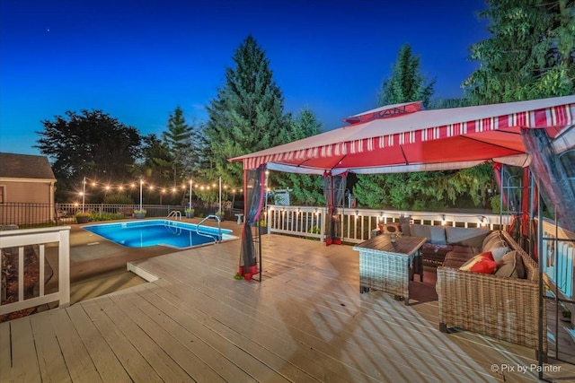 688 Regent Dr, Crystal Lake, IL 60014 - view of pool with a gazebo, a wooden deck, and an outdoor living space