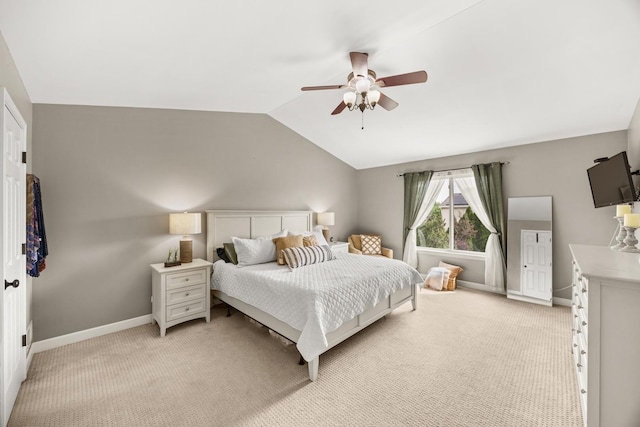 2278 Andrew Trl, Montgomery, IL 60538 - bedroom featuring vaulted ceiling, light carpet, and ceiling fan