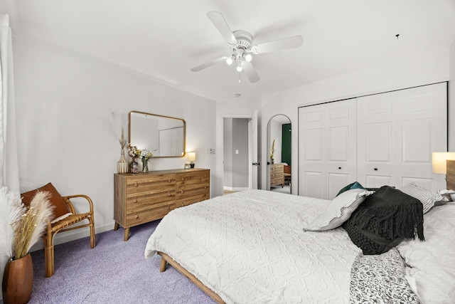 2278 Andrew Trl, Montgomery, IL 60538 - bedroom with light colored carpet, a closet, and a ceiling fan