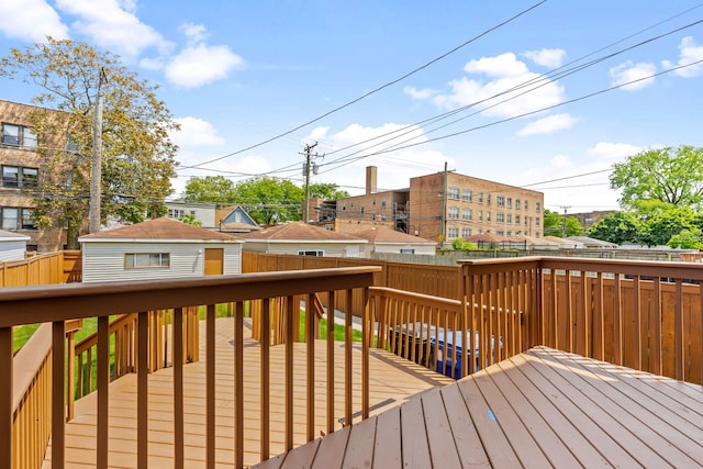 6941 S E End Ave, Chicago, IL 60649 - wooden deck featuring a fenced backyard and an outbuilding