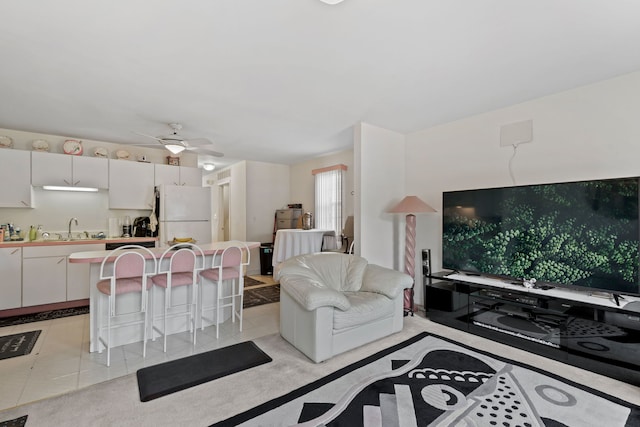 6941 S E End Ave, Chicago, IL 60649 - living room with light tile patterned flooring and a ceiling fan