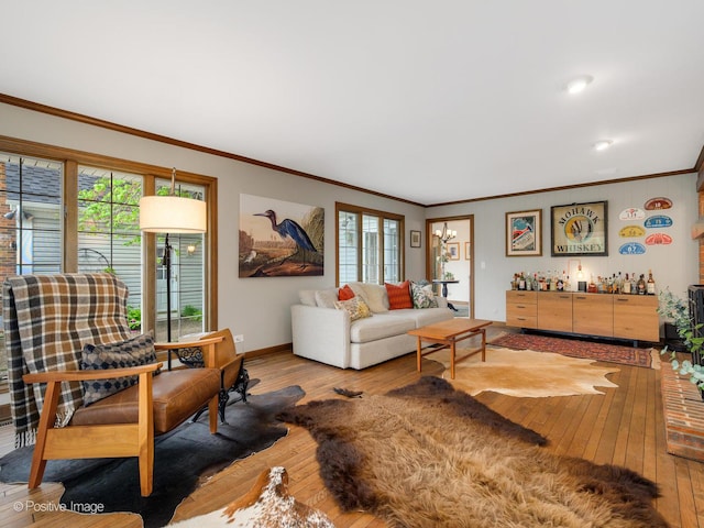77 Mark Dr, Hawthorn Woods, IL 60047 - living room with hardwood / wood-style floors, crown molding, and plenty of natural light