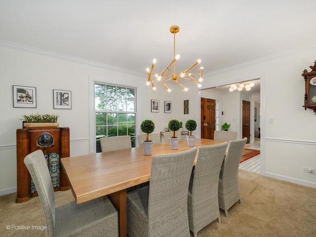 77 Mark Dr, Hawthorn Woods, IL 60047 - dining room with a chandelier, crown molding, and light colored carpet
