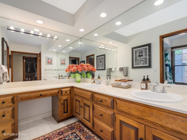 77 Mark Dr, Hawthorn Woods, IL 60047 - full bathroom featuring tile patterned flooring, double vanity, and recessed lighting