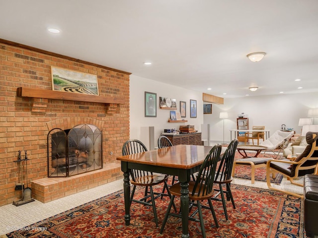 77 Mark Dr, Hawthorn Woods, IL 60047 - dining space with a fireplace and recessed lighting