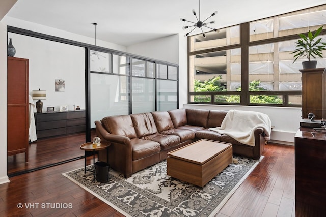 680 N Lake Shore Dr Unit 220, Chicago, IL 60611 - living area with dark wood-style flooring and a chandelier