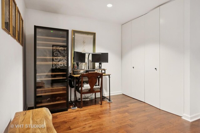 680 N Lake Shore Dr Unit 220, Chicago, IL 60611 - office area featuring wood finished floors, baseboards, and recessed lighting