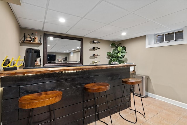 592 E 13th St, Lockport, IL 60441 - indoor bar featuring tile patterned floors, recessed lighting, and a drop ceiling