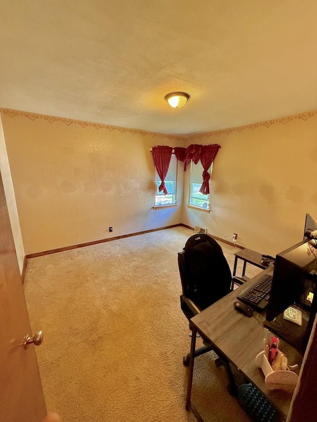 1308 Waverly Pl, Joliet, IL 60435 - office area with carpet, baseboards, and a textured ceiling