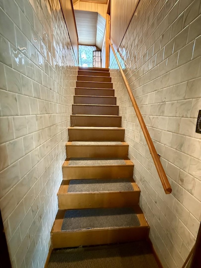 1308 Waverly Pl, Joliet, IL 60435 - staircase featuring tile walls