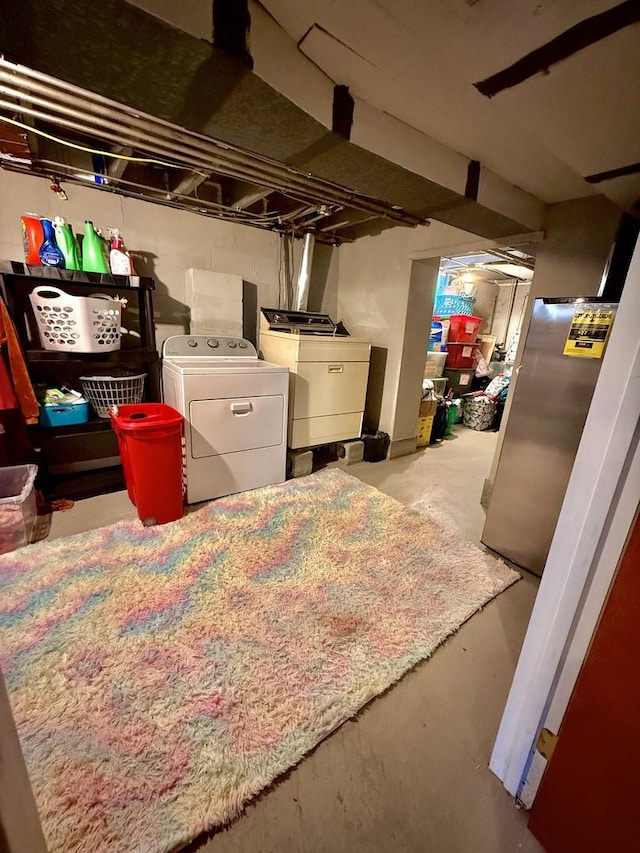 1308 Waverly Pl, Joliet, IL 60435 - unfinished basement featuring washer and dryer