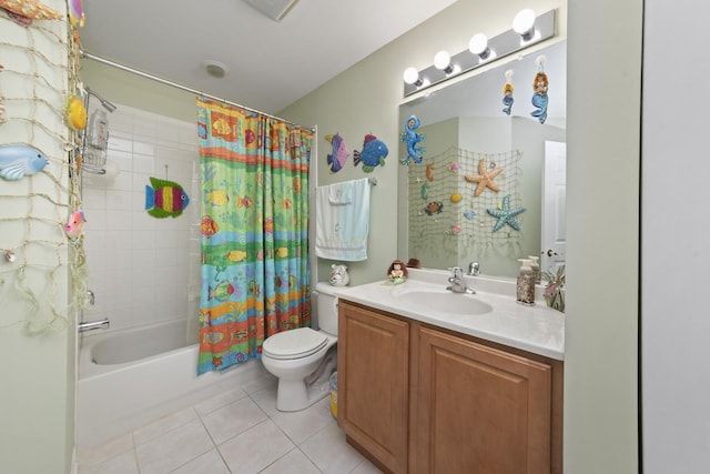 1908 Timbers Edge Cir, Joliet, IL 60431 - bathroom featuring tile patterned floors, shower / bathtub combination with curtain, toilet, and vanity