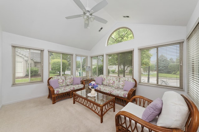 1908 Timbers Edge Cir, Joliet, IL 60431 - sunroom / solarium featuring carpet flooring, baseboards, and high vaulted ceiling