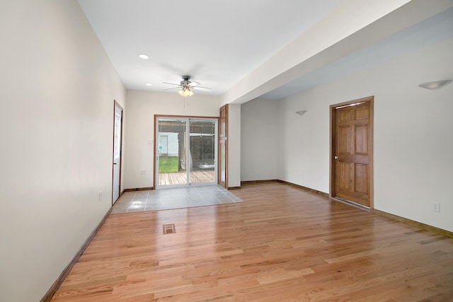 211 N Maple St, Grant Park, IL 60940 - spare room featuring ceiling fan, baseboards, light wood finished floors, and recessed lighting