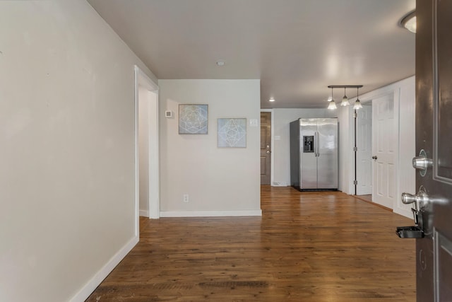 201 S 1st St, Tolono, IL 61880 - foyer entrance with dark wood-style flooring, baseboards, and recessed lighting
