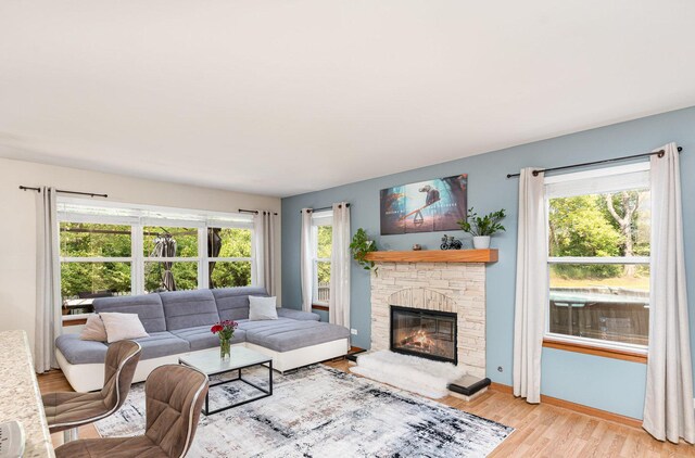 2519 Quail Cv, Carpentersville, IL 60110 - living room with light wood finished floors and a stone fireplace