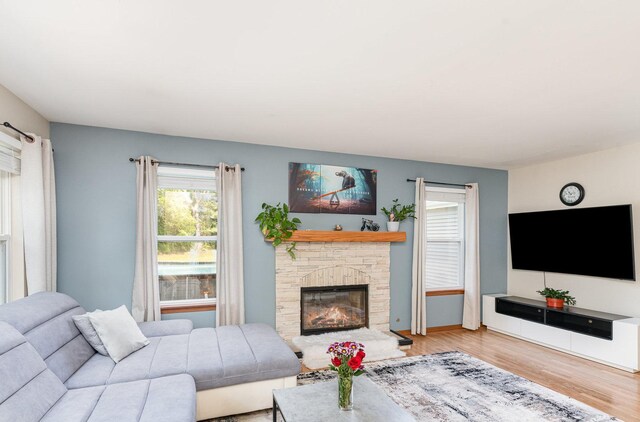 2519 Quail Cv, Carpentersville, IL 60110 - living room featuring healthy amount of natural light, wood finished floors, and a fireplace