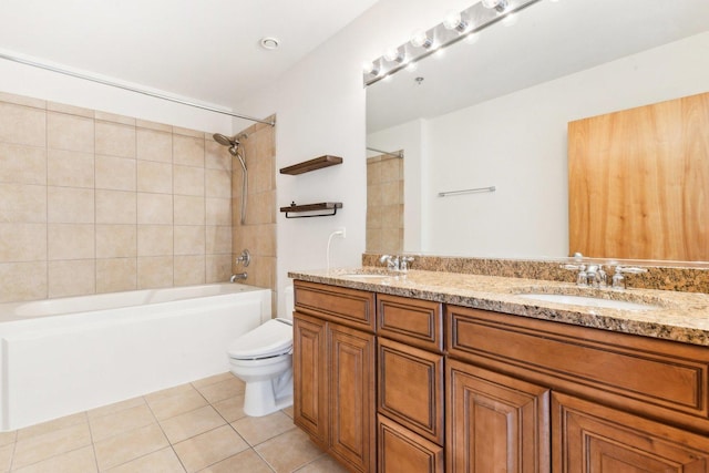1645 W Ogden Ave Unit 516, Chicago, IL 60612 - bathroom featuring double vanity, tile patterned flooring, shower / bathtub combination, and toilet