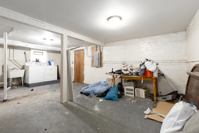 8011 S Ada St, Chicago, IL 60620 - basement featuring washer and clothes dryer and electric panel