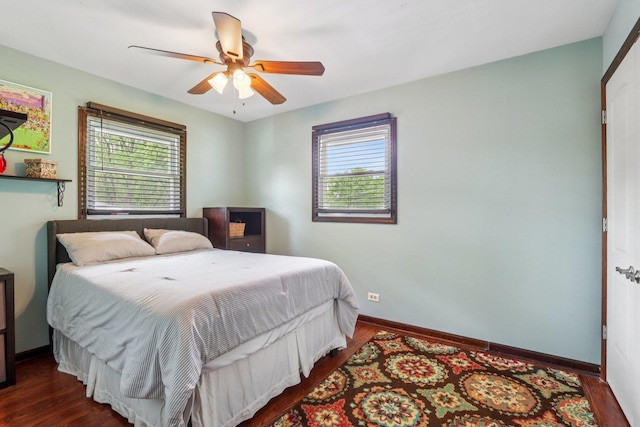 N074 Nepil Ave, Wheaton, IL 60187 - bedroom with multiple windows, wood finished floors, and ceiling fan