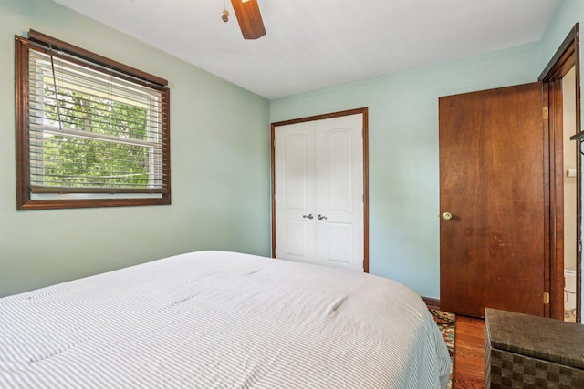 N074 Nepil Ave, Wheaton, IL 60187 - bedroom featuring wood finished floors, a closet, and ceiling fan