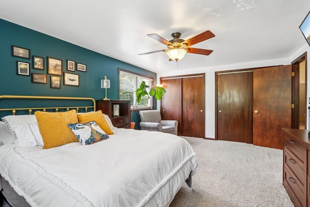 N074 Nepil Ave, Wheaton, IL 60187 - bedroom featuring carpet floors, two closets, and a ceiling fan