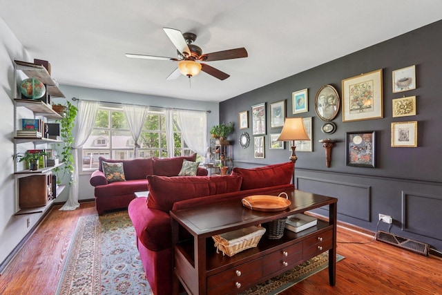 N074 Nepil Ave, Wheaton, IL 60187 - living room with a ceiling fan and wood finished floors