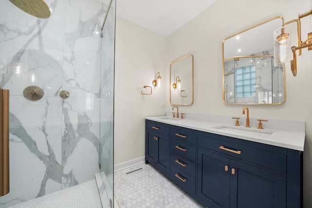 3353 N Kenmore Ave Unit 1, Chicago, IL 60657 - full bath with a marble finish shower and double vanity