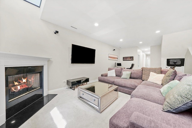 3353 N Kenmore Ave Unit 1, Chicago, IL 60657 - living area featuring carpet flooring, recessed lighting, and a glass covered fireplace