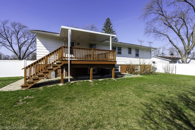 651 Clearmont Dr, Elk Grove Village, IL 60007 - rear view of property featuring stairway and a deck