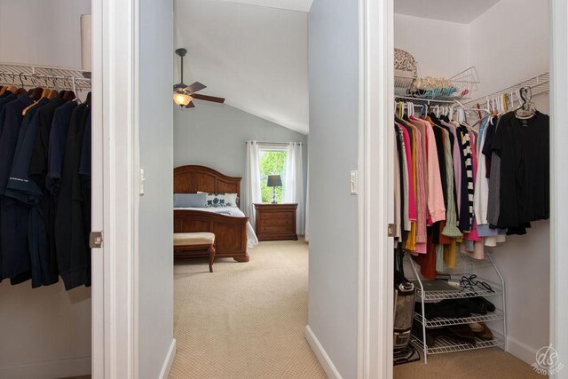 141 Mary Hamsmith Ct, Sycamore, IL 60178 - spacious closet with carpet, a ceiling fan, and vaulted ceiling