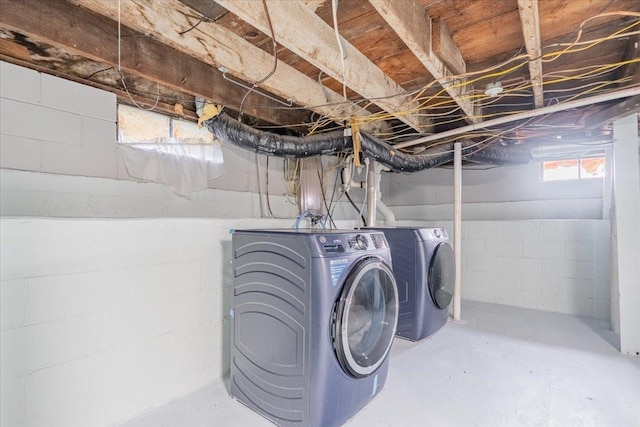 800 E Webster St, Clinton, IL 61727 - basement featuring washer and clothes dryer