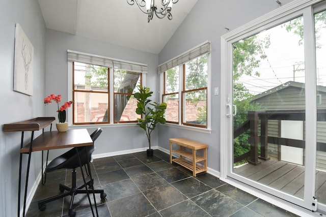 1234 Edmer Ave, Oak Park, IL 60302 - sunroom / solarium with vaulted ceiling and a chandelier