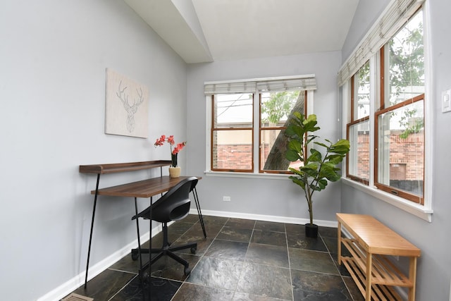 1234 Edmer Ave, Oak Park, IL 60302 - office area with stone tile flooring and baseboards