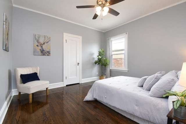 1234 Edmer Ave, Oak Park, IL 60302 - bedroom featuring wood finished floors, ornamental molding, and a ceiling fan