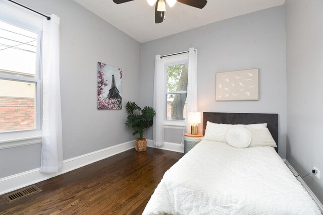 1234 Edmer Ave, Oak Park, IL 60302 - bedroom with dark wood-style flooring and ceiling fan