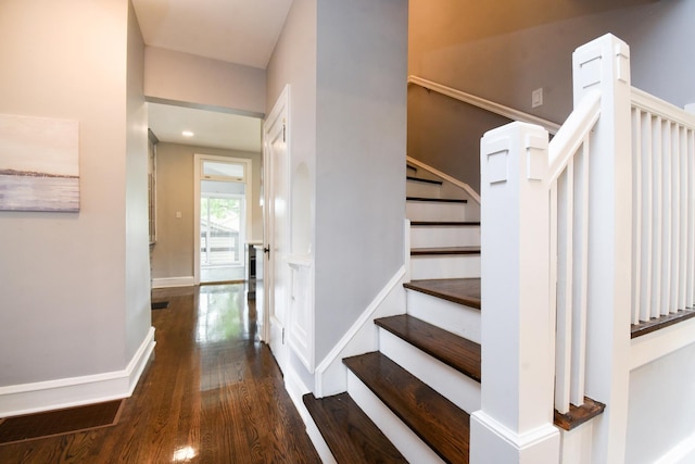 1234 Edmer Ave, Oak Park, IL 60302 - staircase featuring wood finished floors and baseboards