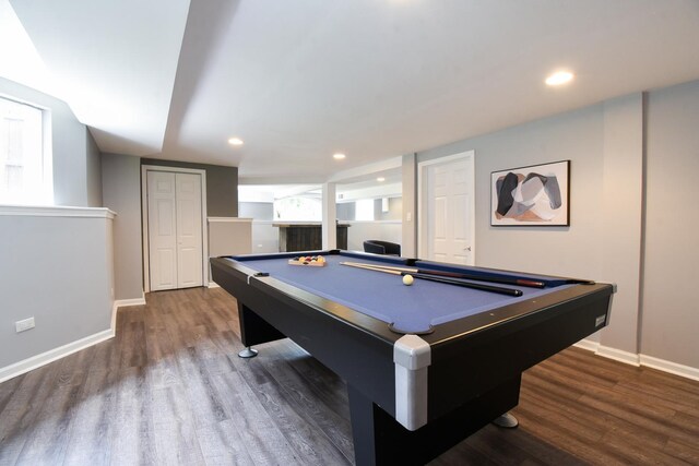 1234 Edmer Ave, Oak Park, IL 60302 - playroom with dark wood-style flooring, billiards table, and recessed lighting