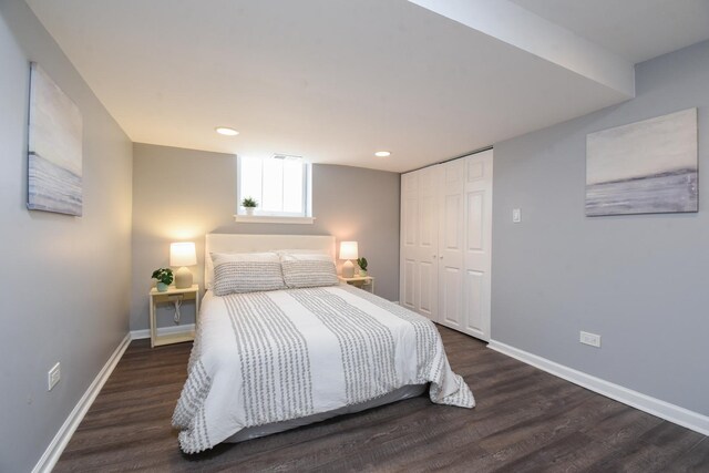 1234 Edmer Ave, Oak Park, IL 60302 - bedroom with wood finished floors, a closet, and recessed lighting