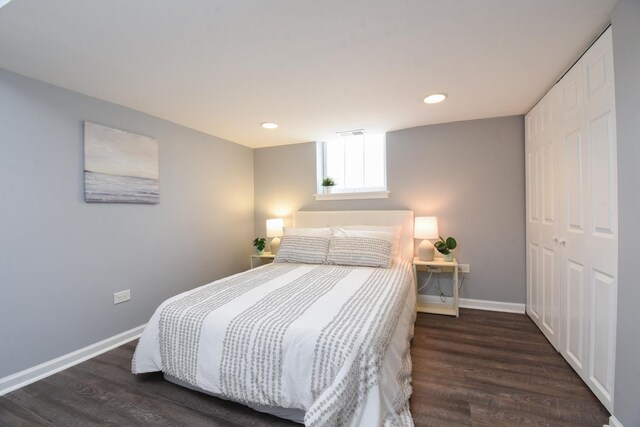 1234 Edmer Ave, Oak Park, IL 60302 - bedroom featuring wood finished floors, a closet, and recessed lighting