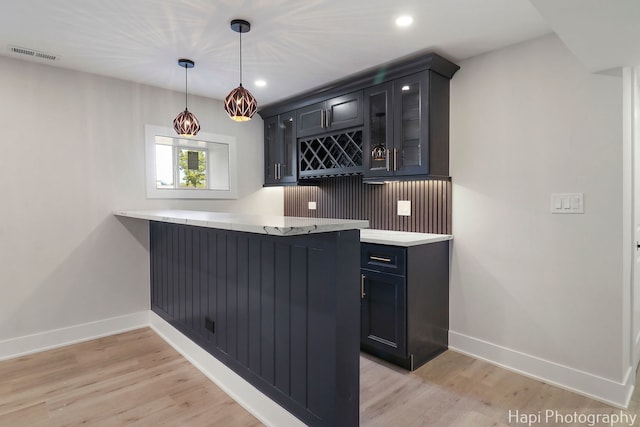 539 S Plum Grove Rd, Palatine, IL 60067 - indoor bar with baseboards, light wood-style floors, decorative light fixtures, and recessed lighting