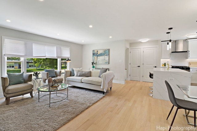 539 S Plum Grove Rd, Palatine, IL 60067 - living room featuring light wood-style floors, recessed lighting, and baseboards