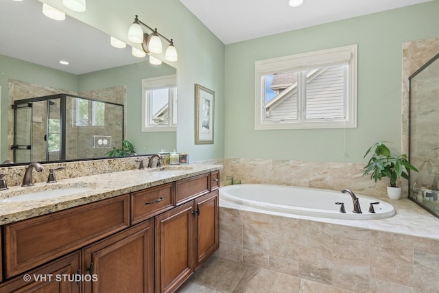 76 Landon Cir, Wheaton, IL 60189 - full bath with a shower stall, a bath, and healthy amount of natural light