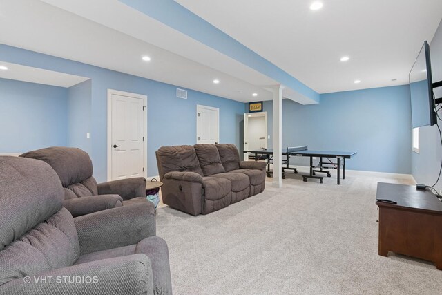 76 Landon Cir, Wheaton, IL 60189 - living room with recessed lighting, carpet floors, and a desk