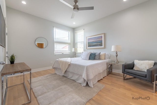 2414 W Grenshaw St Unit 1E, Chicago, IL 60612 - bedroom featuring light wood-style flooring, recessed lighting, and a ceiling fan
