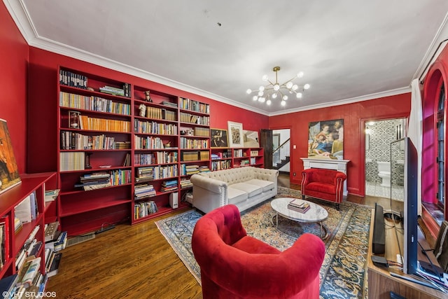 1141 N Ridgeland Ave, Oak Park, IL 60302 - sitting room with a chandelier, wood finished floors, and ornamental molding