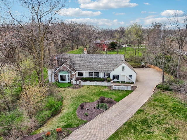 21956 N Hickory Hill Dr, Kildeer, IL 60047 - view of front of house with a front lawn, a chimney, and driveway