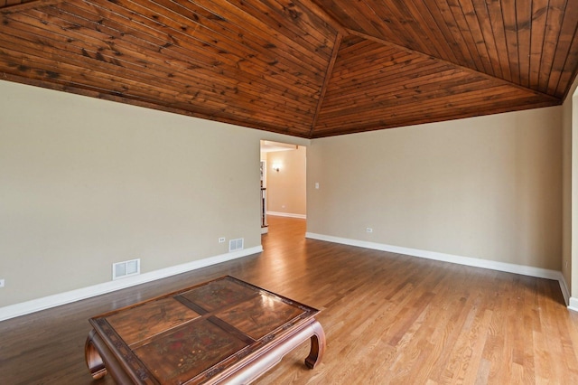 21956 N Hickory Hill Dr, Kildeer, IL 60047 - spare room featuring baseboards, high vaulted ceiling, wood ceiling, and wood finished floors