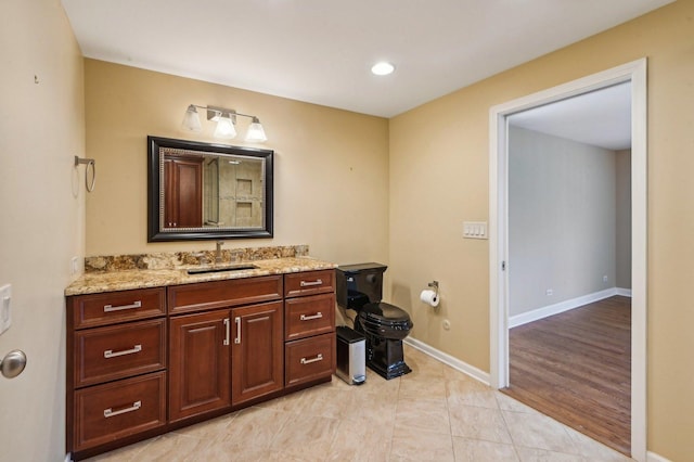 21956 N Hickory Hill Dr, Kildeer, IL 60047 - bathroom with vanity, baseboards, toilet, and tile patterned floors