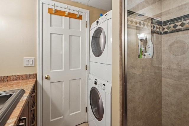 21956 N Hickory Hill Dr, Kildeer, IL 60047 - laundry room with stacked washer / drying machine